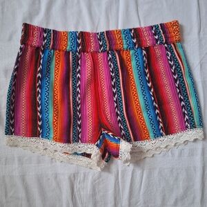 DESIGN LAB Lord & Taylor Vibrant Patterned High Waist Shorts